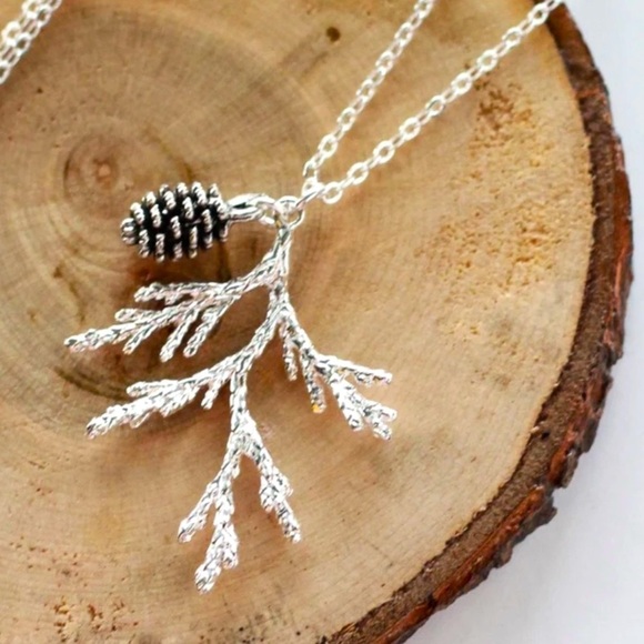 SALE Sterling Silver Bohemian Pine Tree Necklace